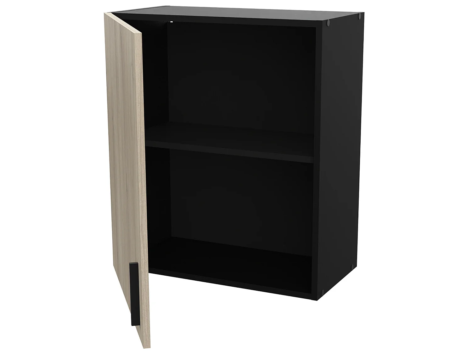 Meuble haut de cuisine coloris chêne kronberg, noir mat - Longueur 60 x Hauteur 70 x Profondeur 30 cm