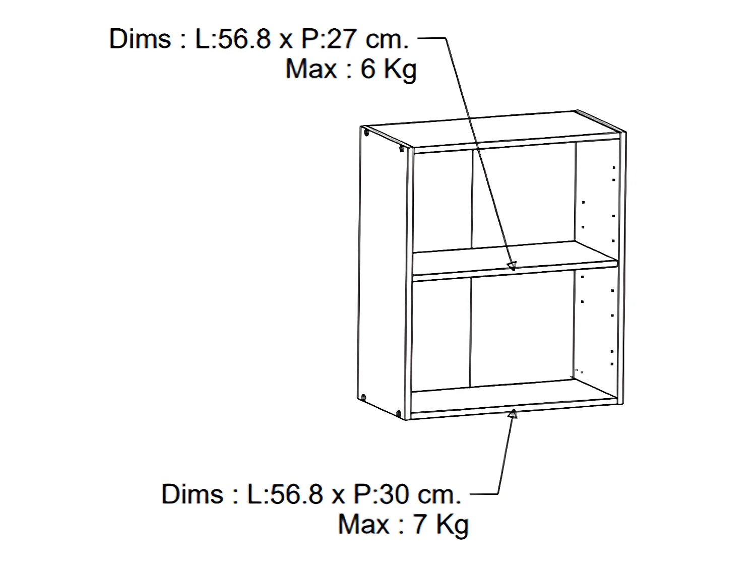 Meuble haut de cuisine coloris chêne kronberg, noir mat - Longueur 60 x Hauteur 70 x Profondeur 30 cm