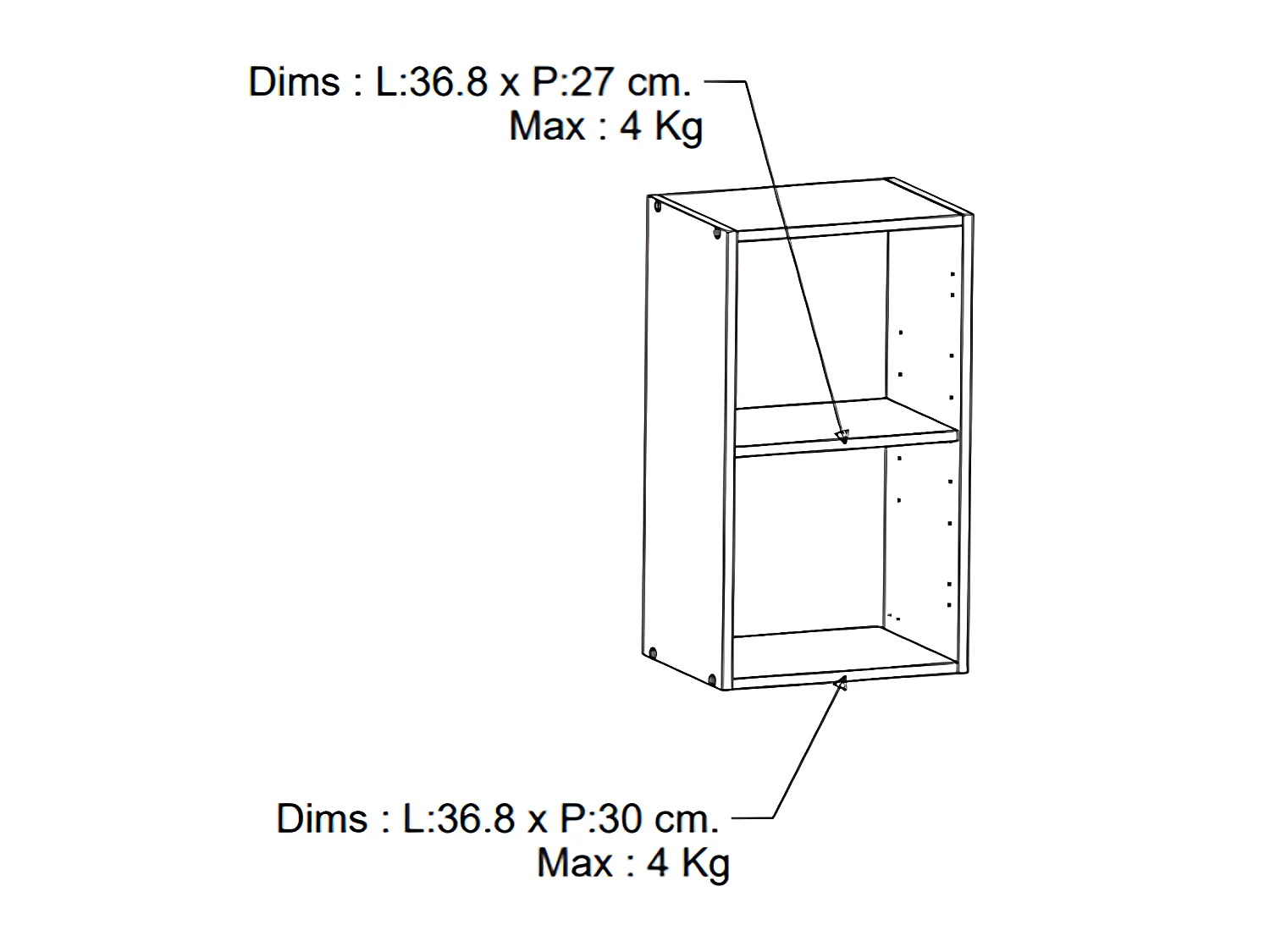 Meuble haut de cuisine coloris chêne kronberg, blanc - Longueur 40 x Hauteur 70 x Profondeur 30 cm
