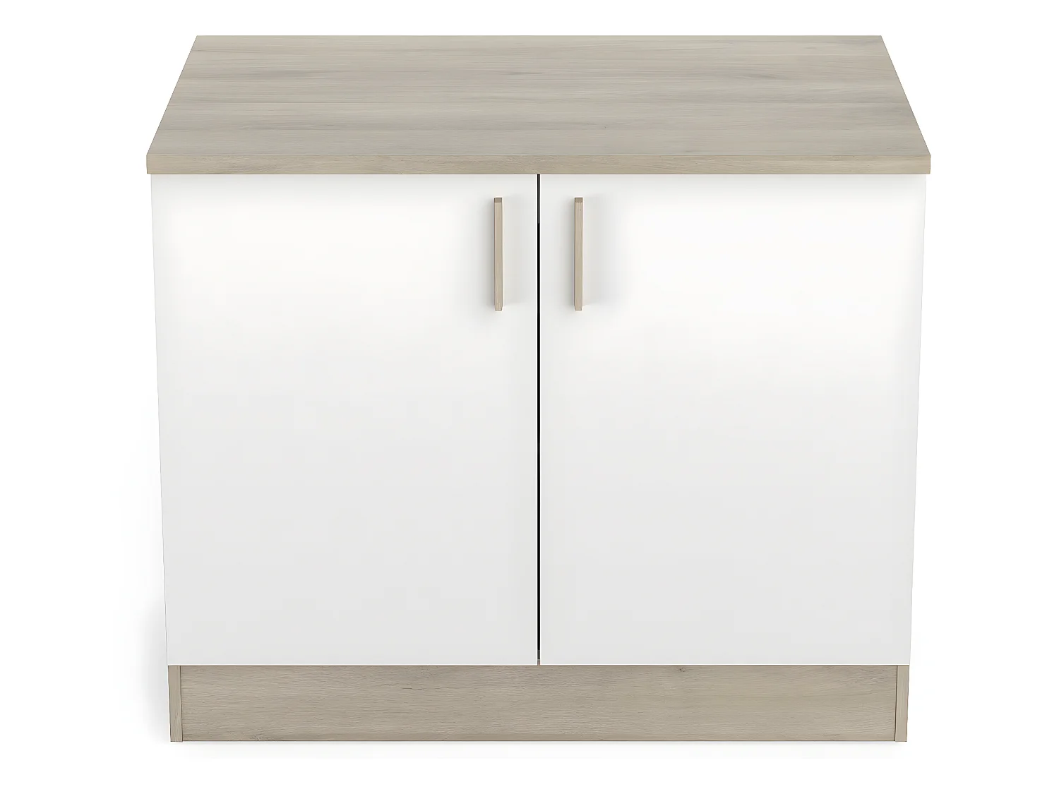 Meuble bas de cuisine coloris chêne kronberg, blanc - Longueur 100 x Hauteur 85 x Profondeur 60 cm