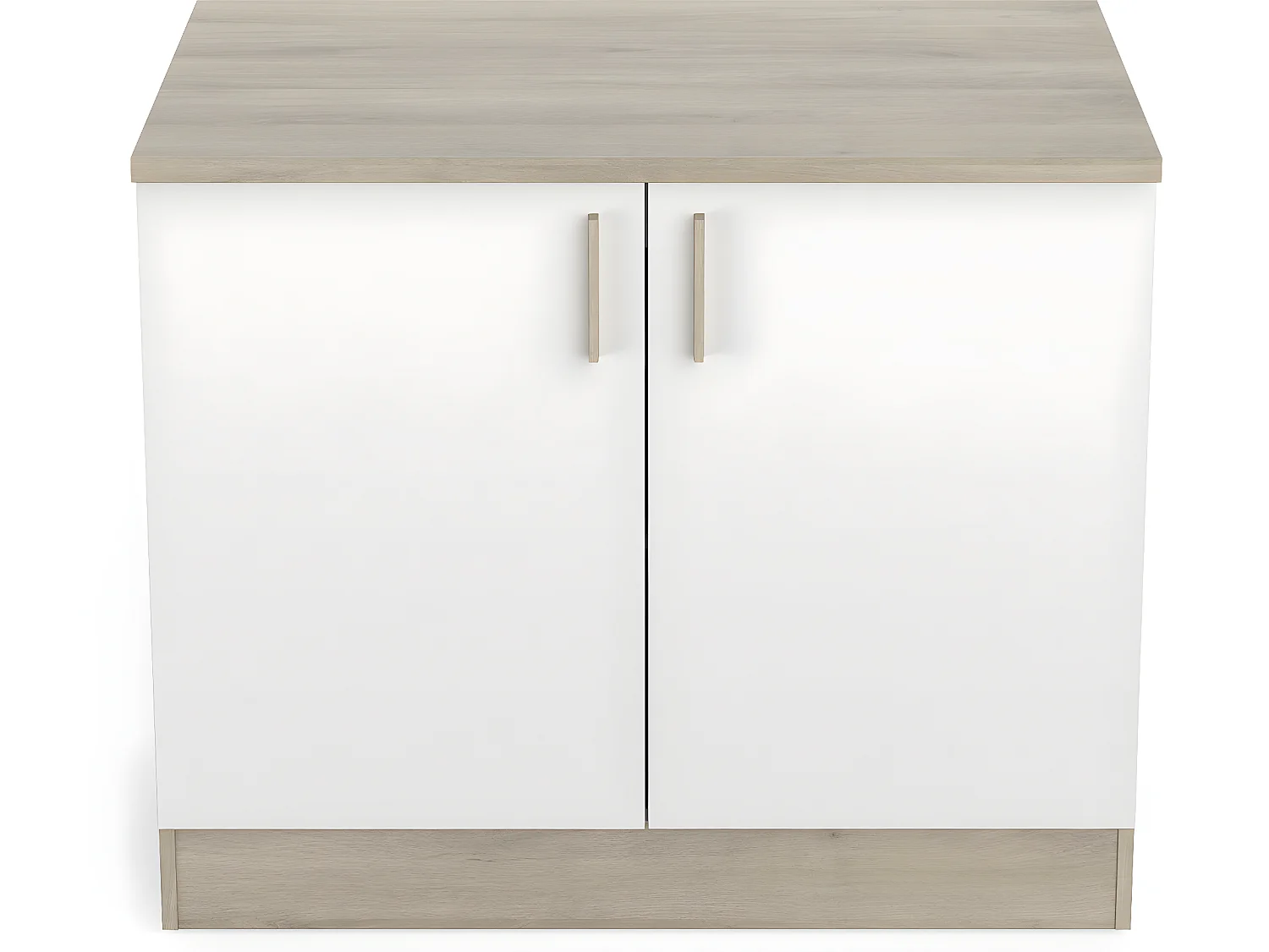 Meuble bas de cuisine coloris chêne kronberg, blanc - Longueur 100 x Hauteur 85 x Profondeur 60 cm