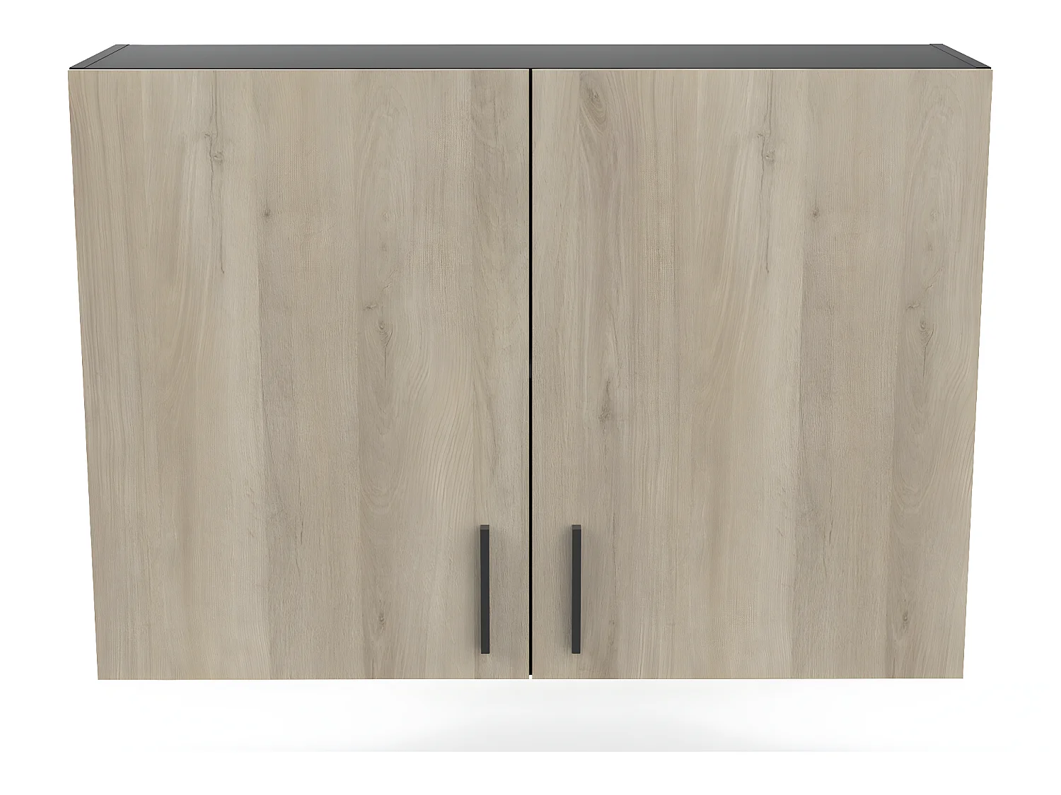 Meuble haut de cuisine coloris chêne kronberg, noir mat - Longueur 100 x Hauteur 70 x Profondeur 30 cm