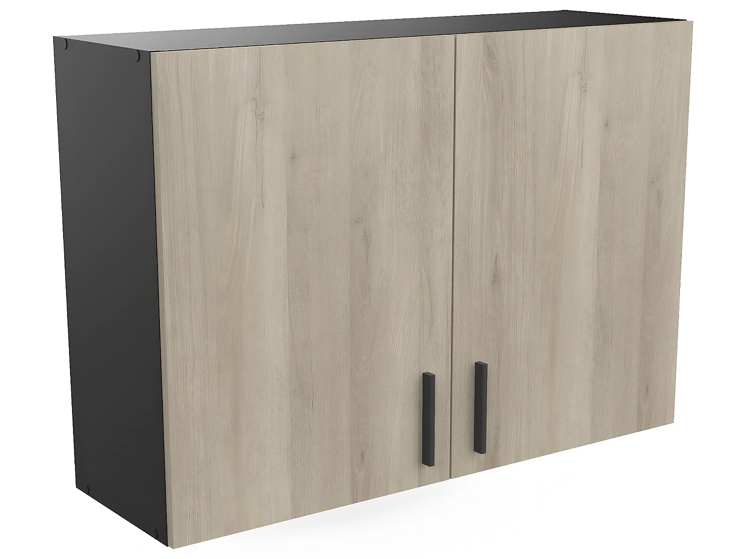 Meuble haut de cuisine coloris chêne kronberg, noir mat - Longueur 100 x Hauteur 70 x Profondeur 30 cm