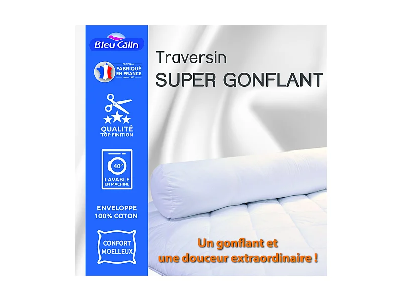 Polochon volume pour lit 160 "Bleu Calin" confort super gonflant Isolane