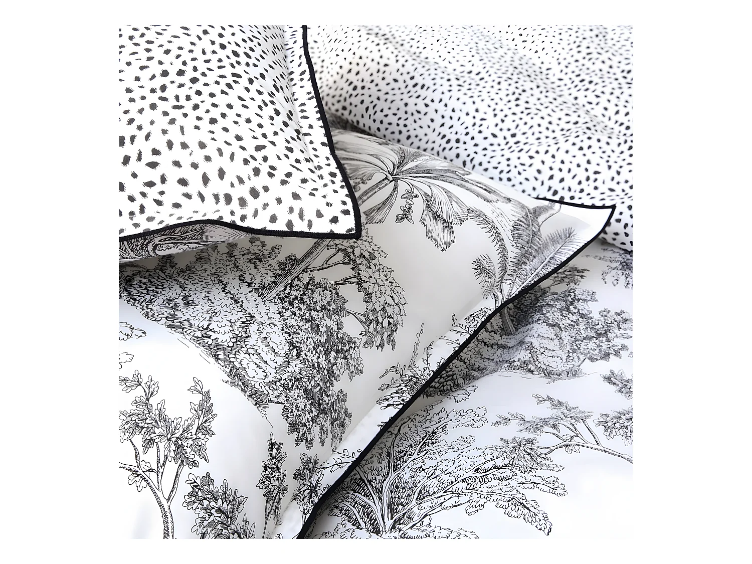 Parure de lit 2 personnes en coton 57 fils imprimé blanc 240x220cm