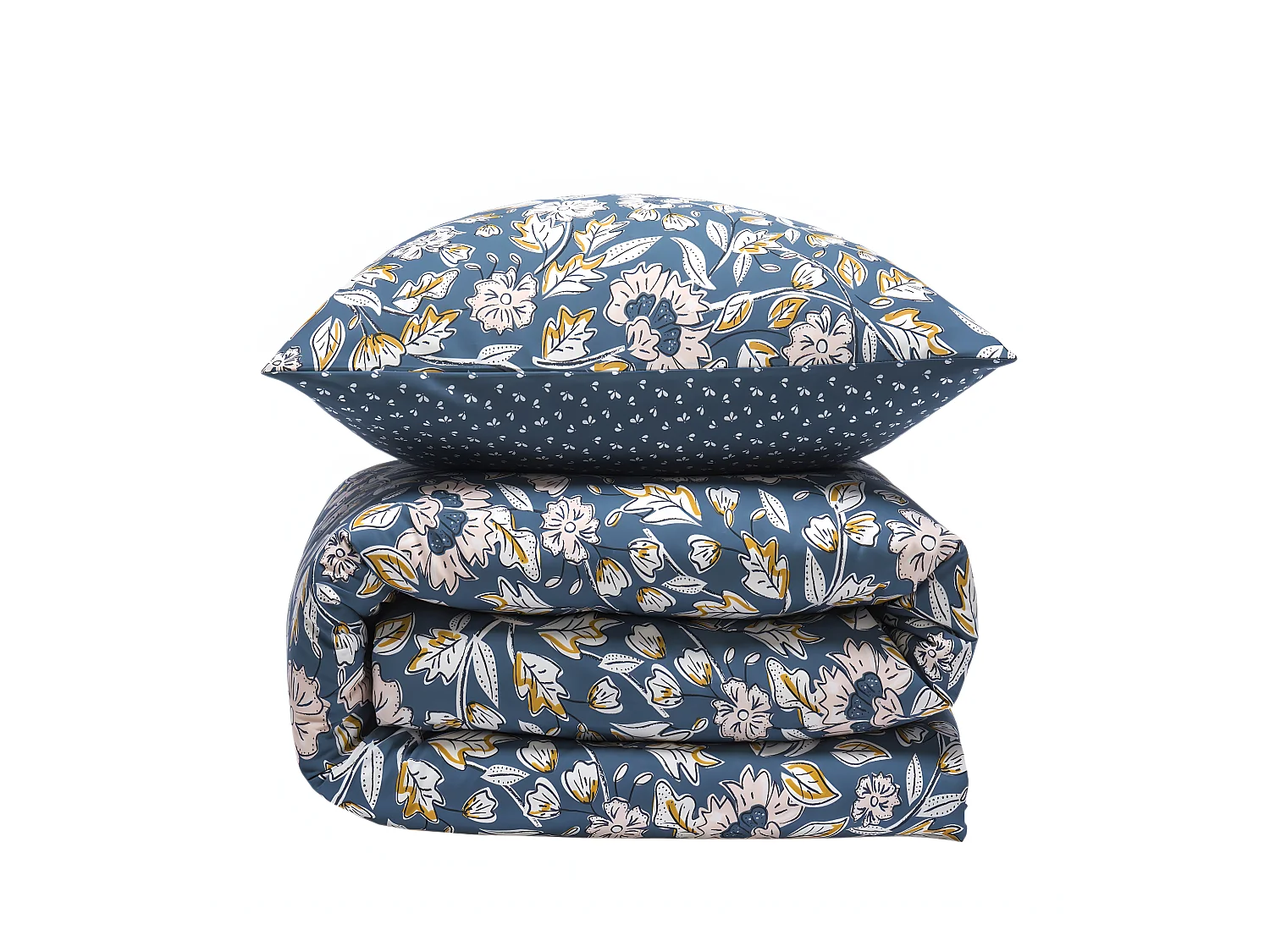 Parure de lit 2 personnes fleurie en percale 70 fils 240x220cm