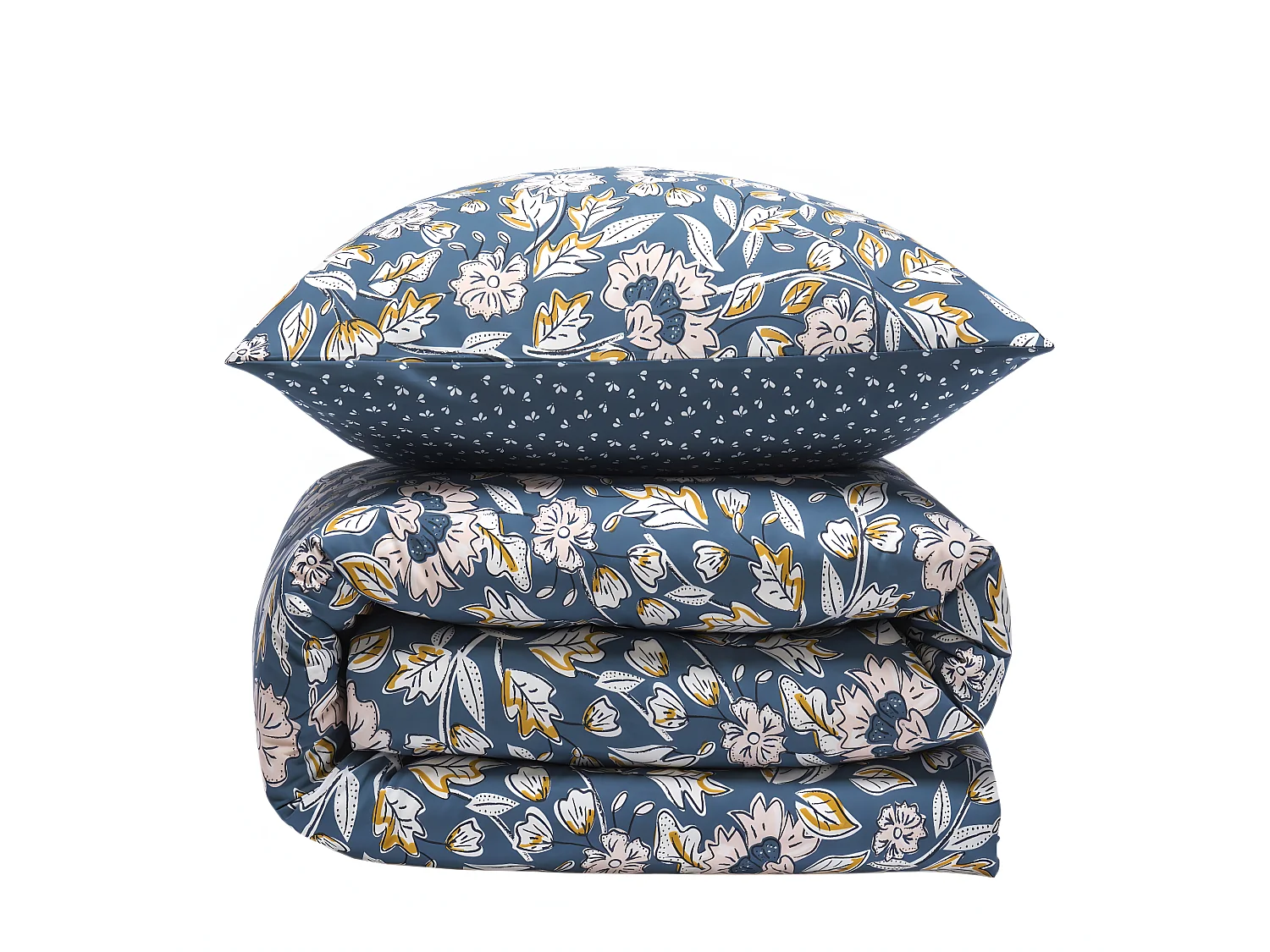 Parure de lit 2 personnes fleurie en percale 70 fils 240x220cm