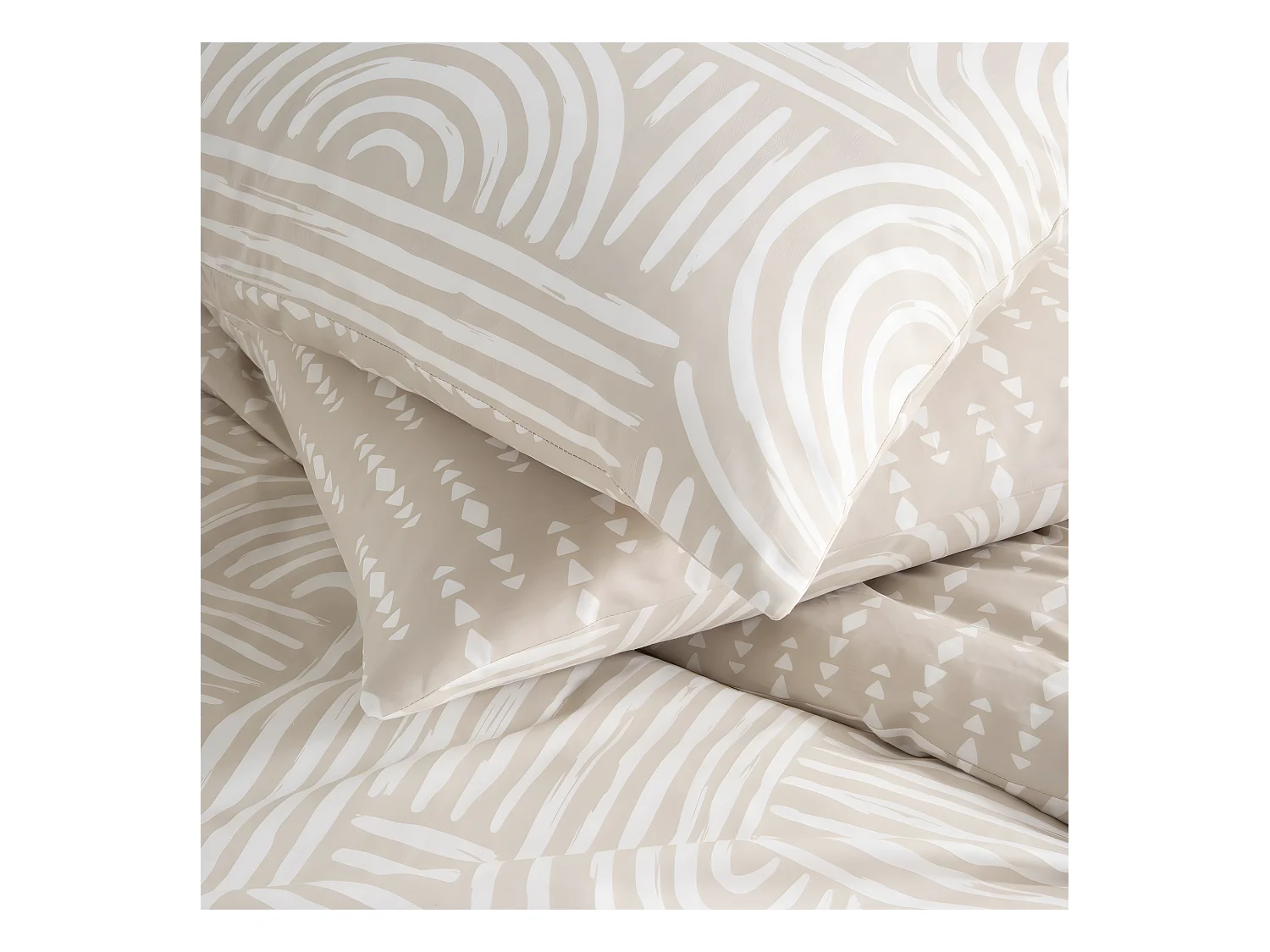 Parure de lit 2 personnes en coton 57 fils imprimé beige 260x240cm