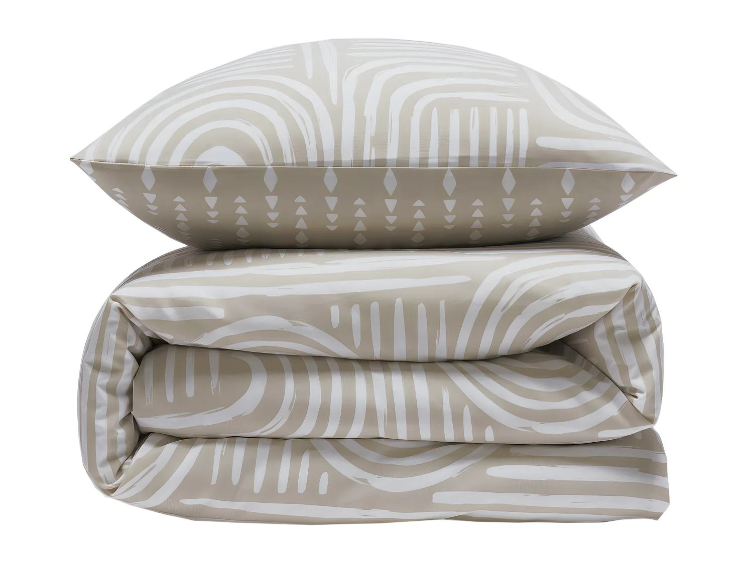 Parure de lit 2 personnes en coton 57 fils imprimé beige 260x240cm