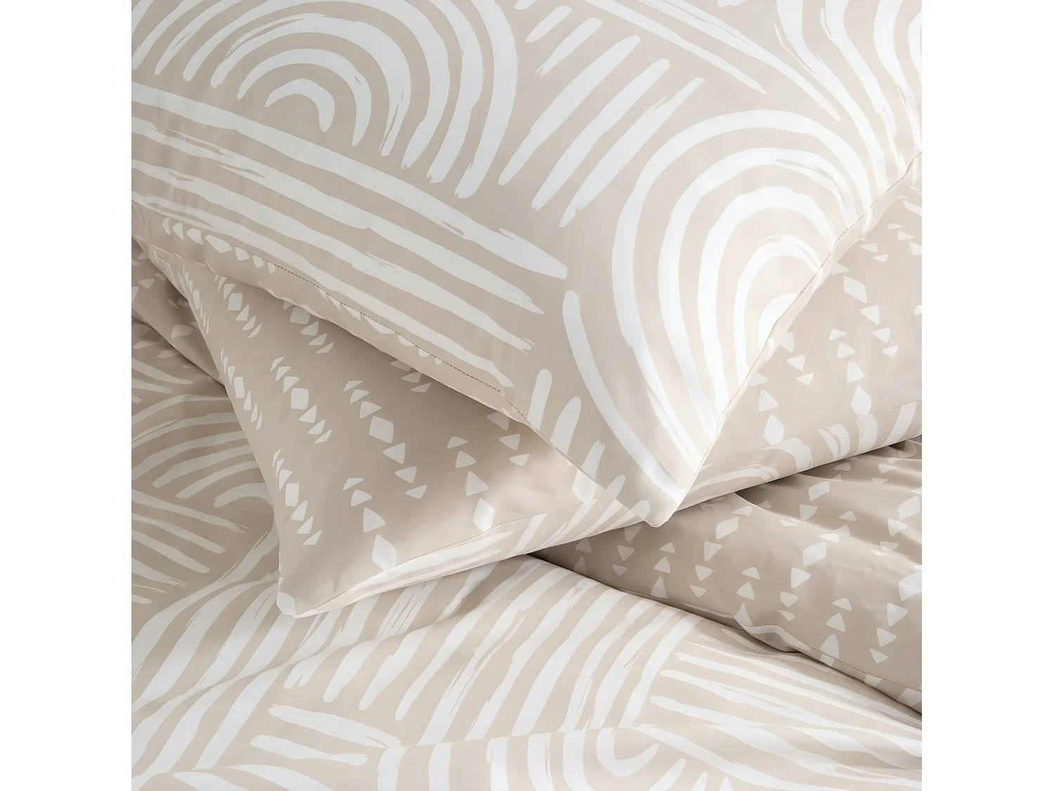 Parure de lit 2 personnes en coton 57 fils imprimé beige 260x240cm