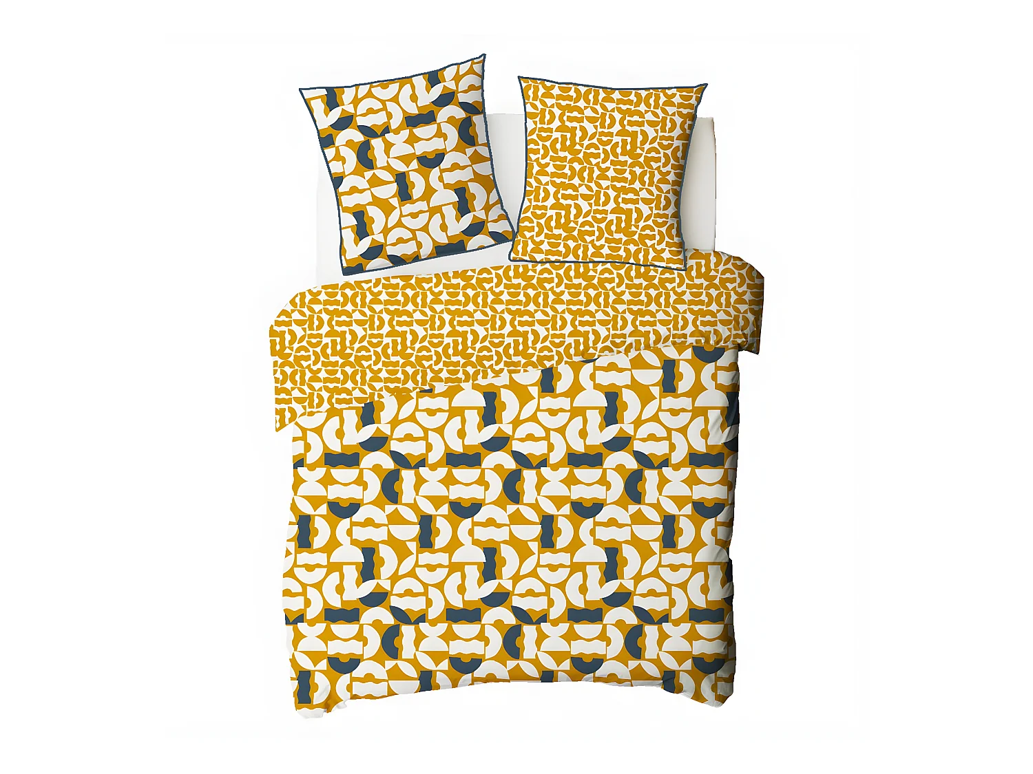 Parure de lit 2 personnes géométrique réversible 240x220cm