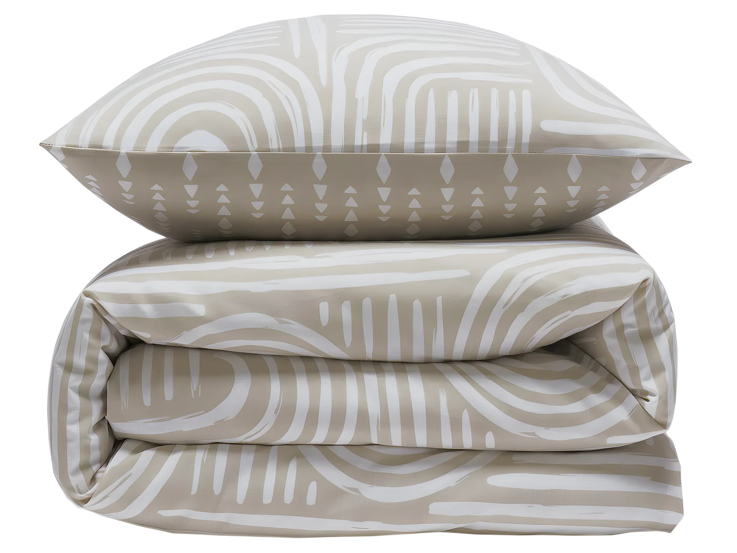 Parure de lit 2 personnes en coton 57 fils imprimé beige 240x220cm