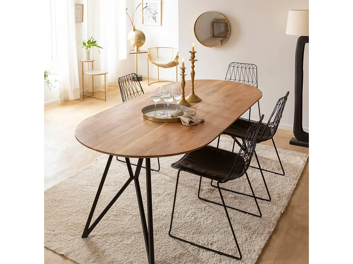 Table à manger ovale en bois d'acacia Ivan