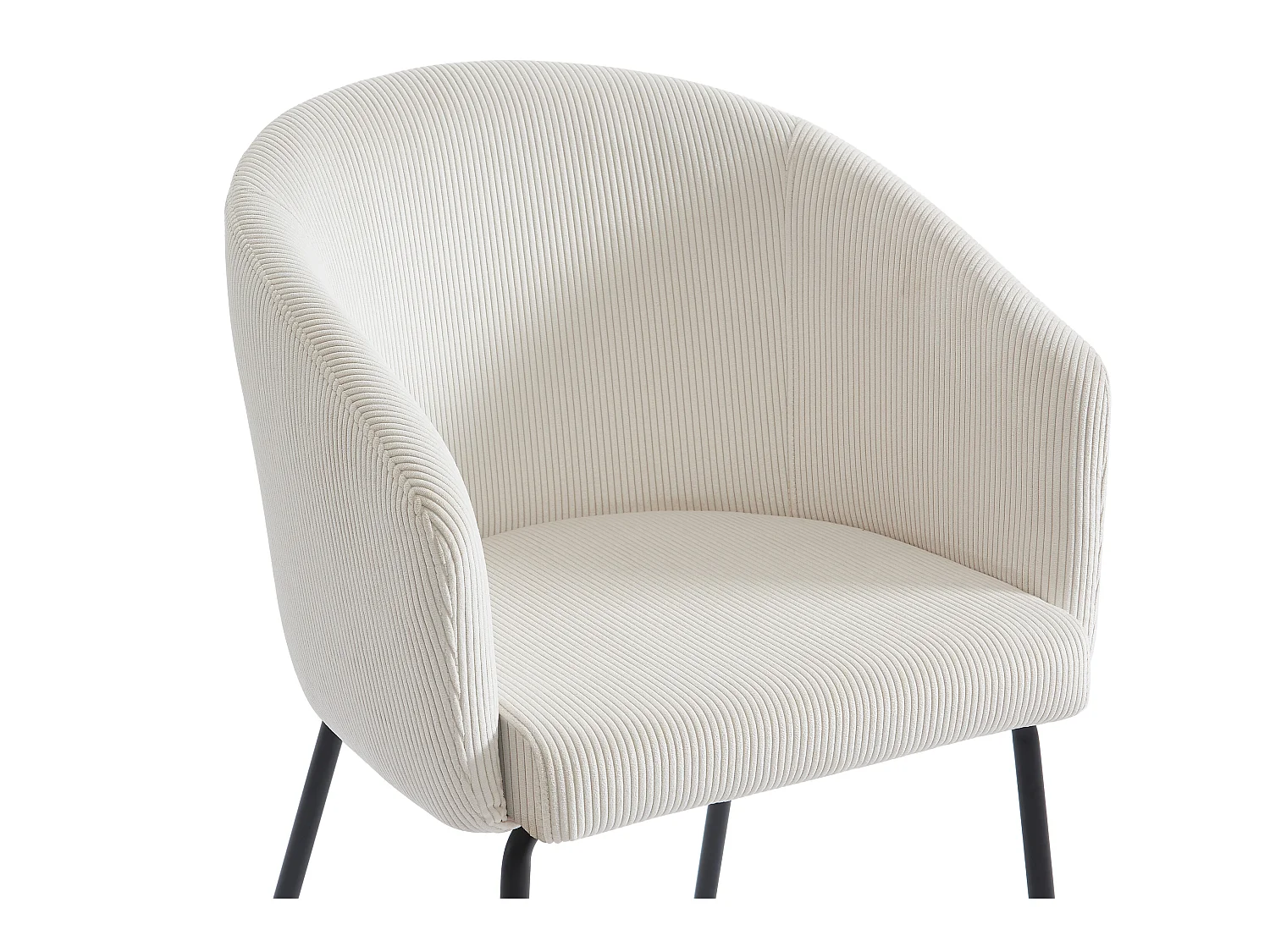 Conjunto de 6 cadeiras com apoios de braços em veludo canelado e metal creme - MORONI de Pascal MORABITO