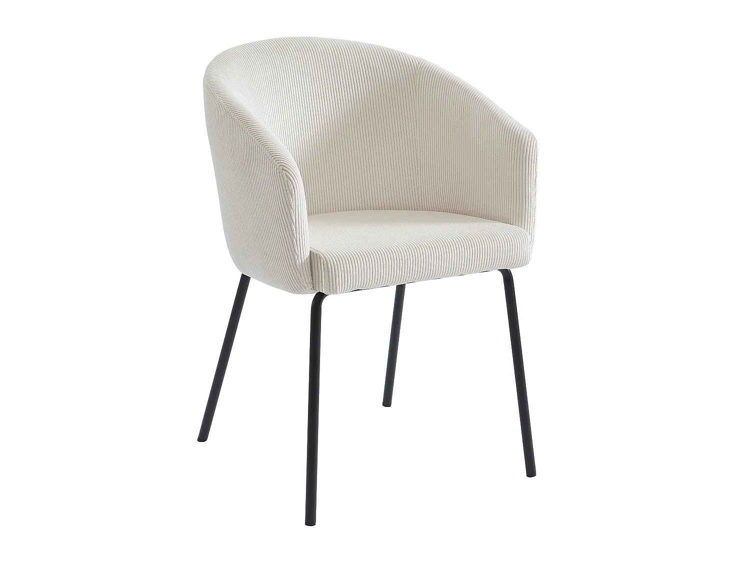 Conjunto de 6 cadeiras com apoios de braços em veludo canelado e metal creme - MORONI de Pascal MORABITO