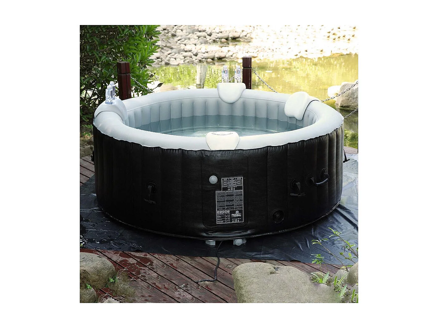 Lot de 2 Appuie-têtes et 1 Porte-gobelet pour Spa