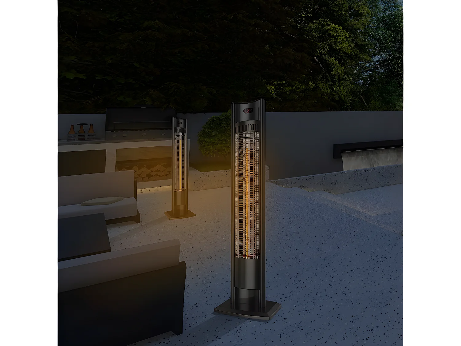 Staande terrasverwamer elektrische heater terras koolstofvezel "Tornado" - 2000W - Zwart