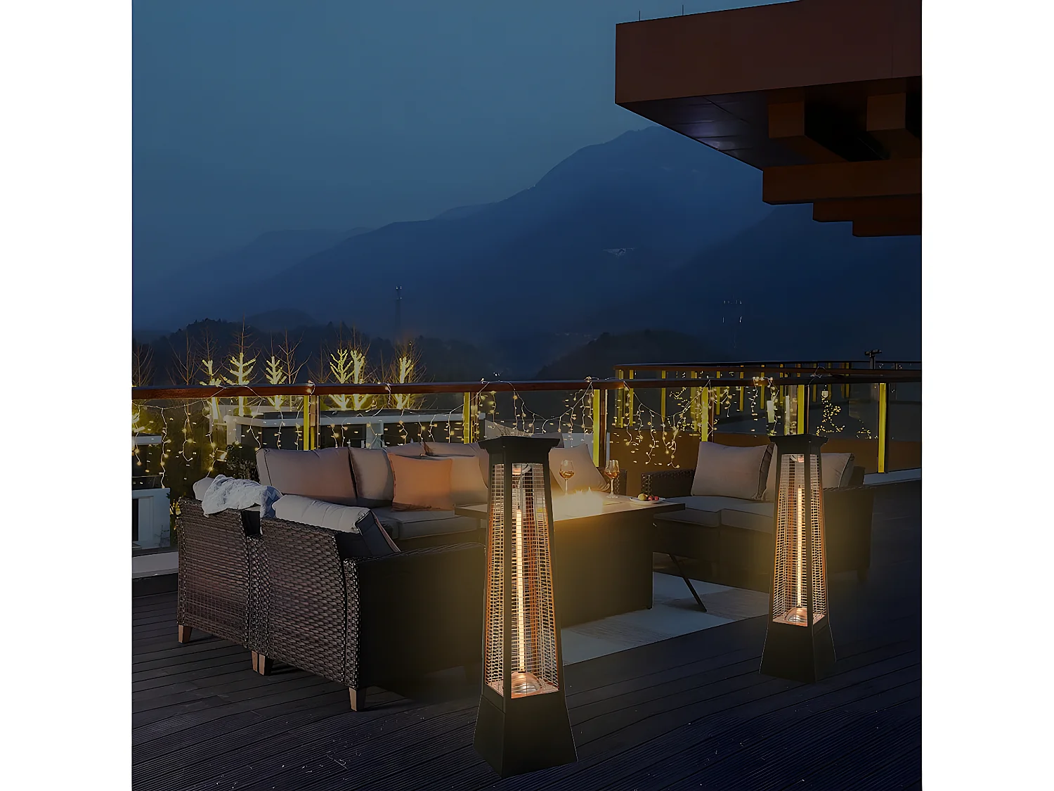 Staande terrasverwamer elektrische heater terras koolstofvezel "Volcano" - 2000W - Zwart