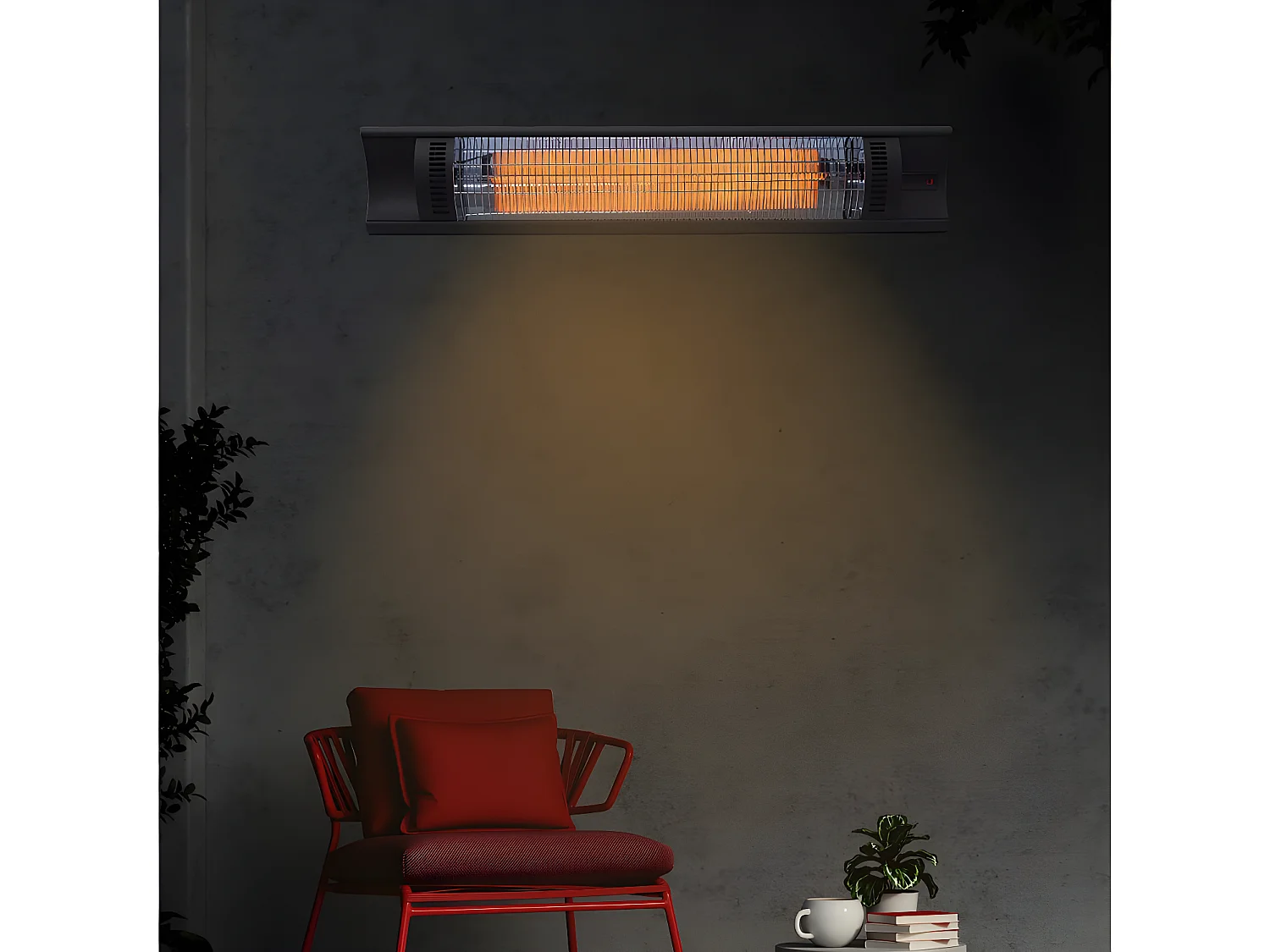 Hangende terrasverwamer elektrische heater terras koolstofvezel "Bola" - 2000W - Zwart