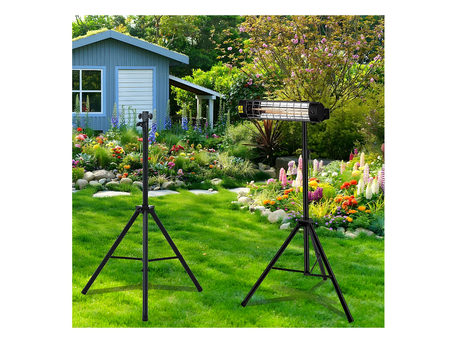 Trípode para radiador eléctrico - 1,1-1,8 m - Negro