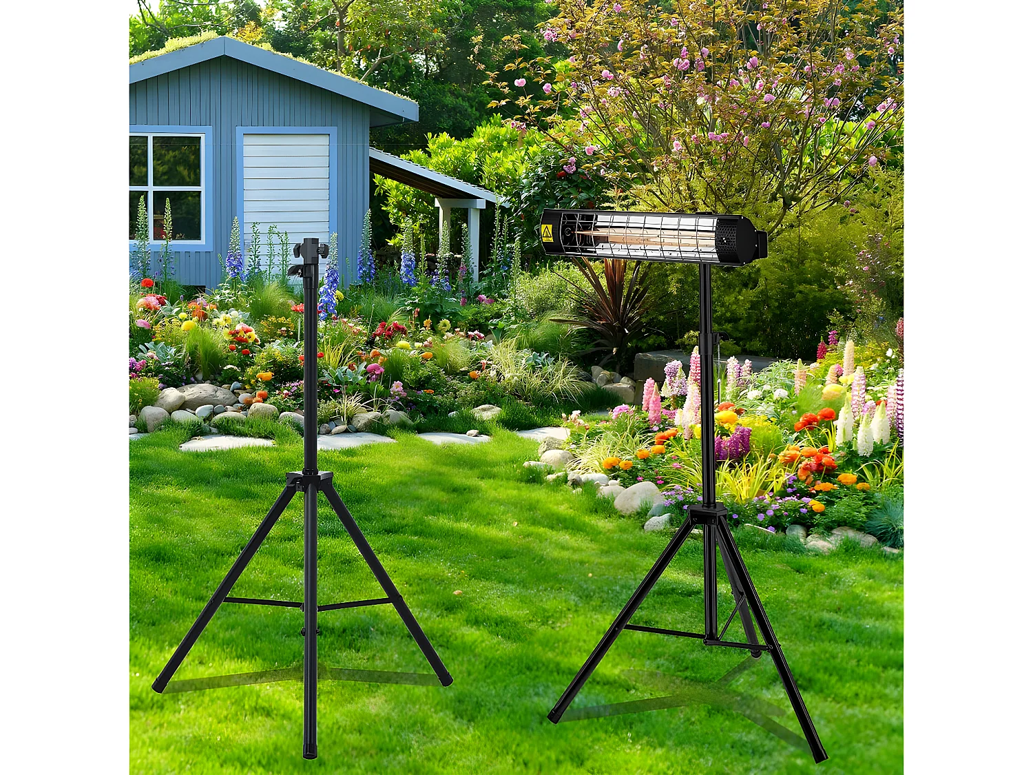 Statief voor elektrische radiator - 1,1-1,8 m - Zwart