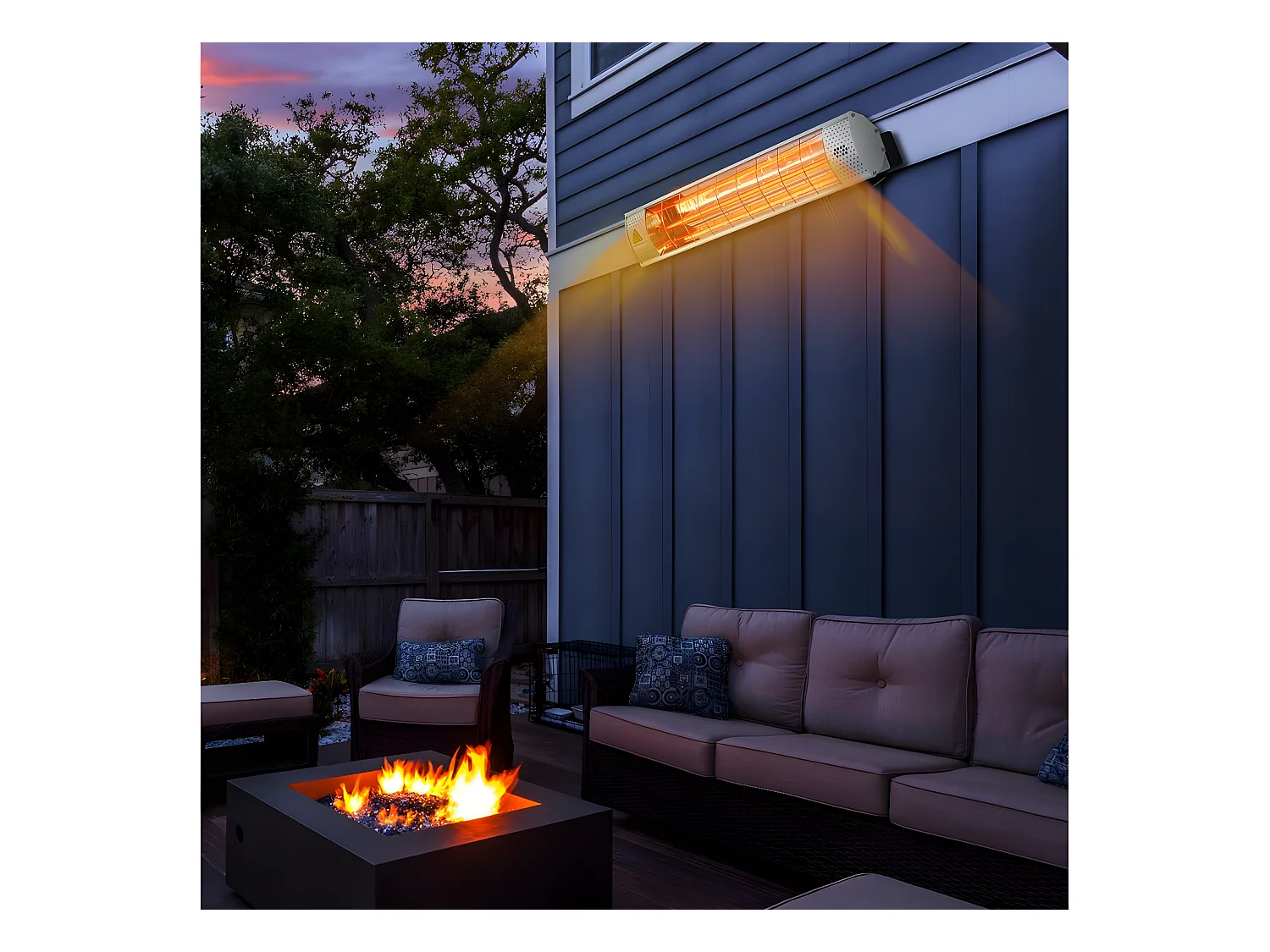 Infrarot-Terrassenheizung - 2000 W  - Silberfarben