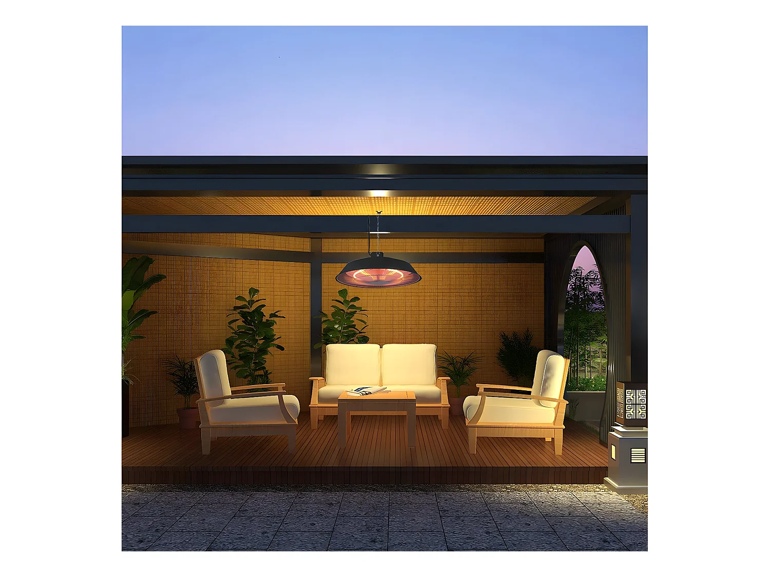 Elektrische Heizung hängend - 1500 W - Schwarz