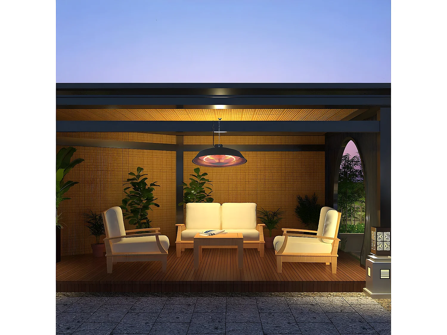 Hangende terrasverwamer elektrische heater terras - 1500W - Zwart