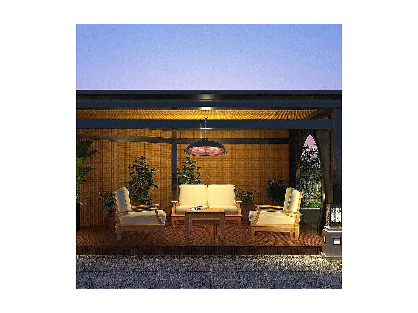 Calefactor eléctrico suspendido - 1500W - Negro