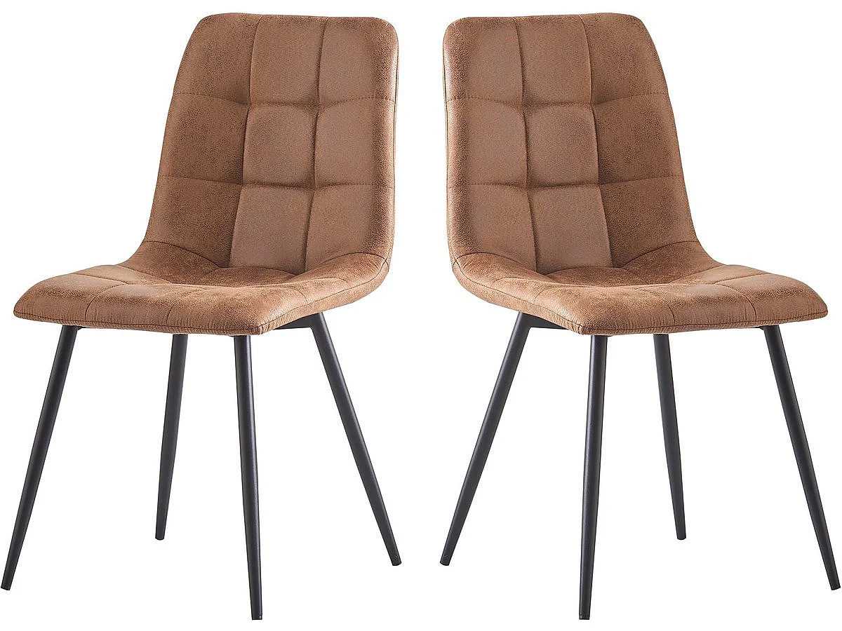 Lot de 2 chaises en tissu vintage "Celia" - Marron