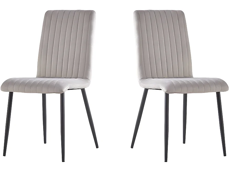 Lot de 2 chaises en velours "Henley" - Gris clair