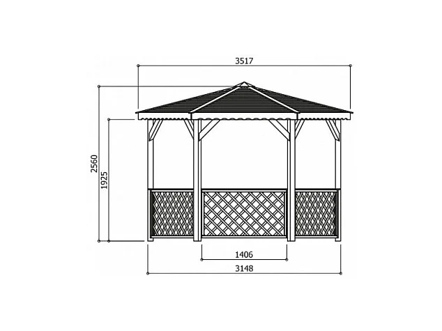 Kiosque en bois "Pavilion" - 6.68 m² - 3.15 x 2.57 x 2.56 m - 16 mm