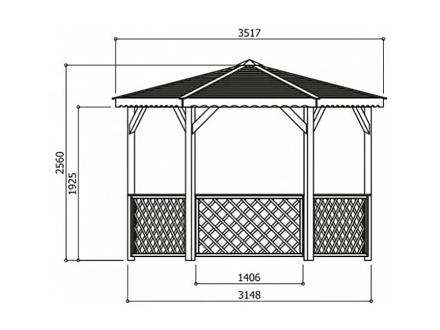 Kiosque en bois "Pavilion" - 6.68 m² - 3.15 x 2.57 x 2.56 m - 16 mm