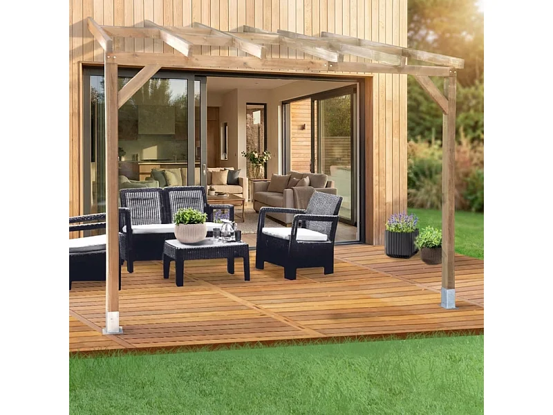 Tetto Couv'Terrasse® in Legno 3x3m - Senza tetto