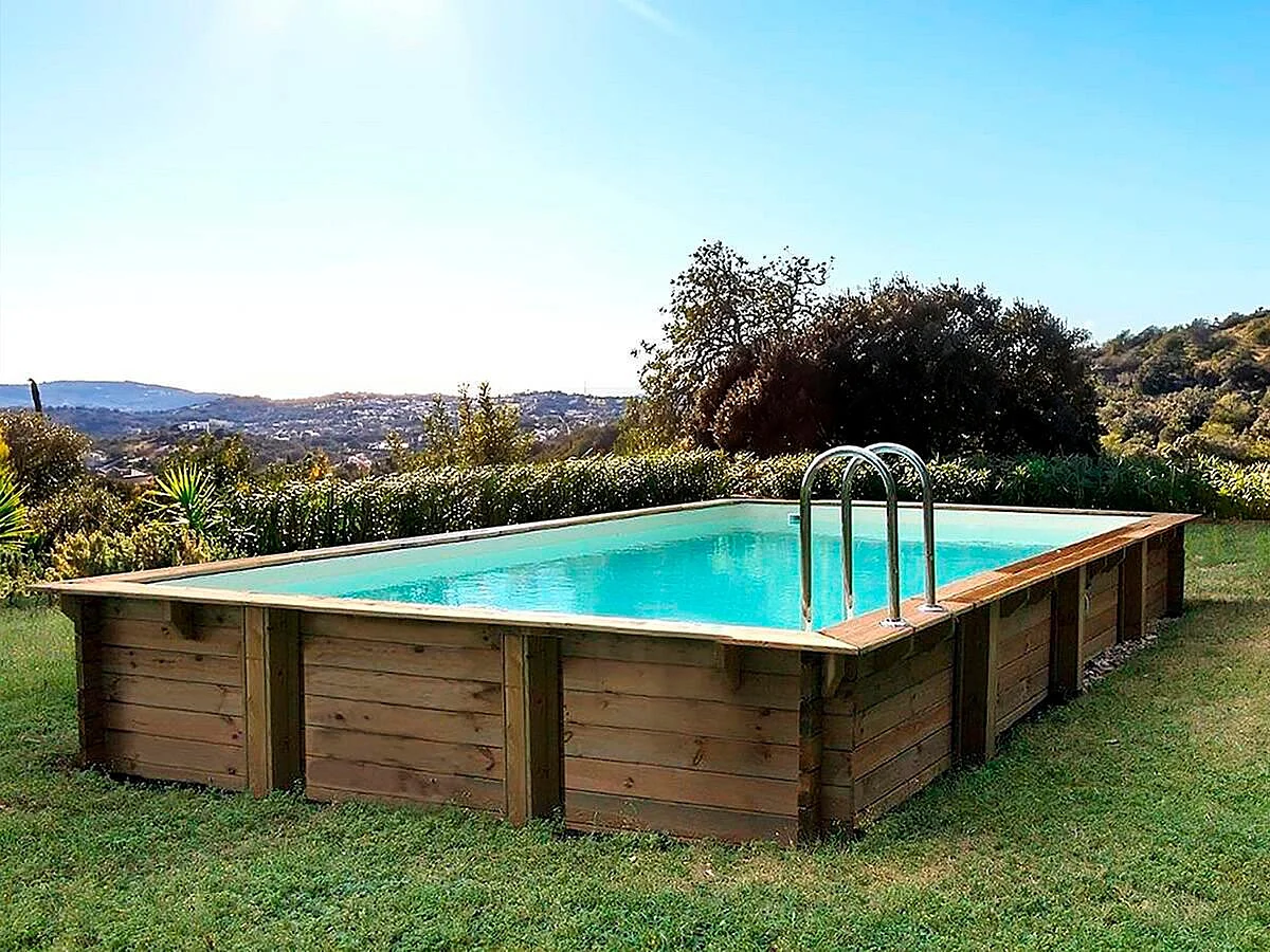 Piscine bois en kit rectangle " Tampa 145 " - 7.20 x 4.20 x 1.44 +  Pompe à chaleur - Puissance 6.1 kW