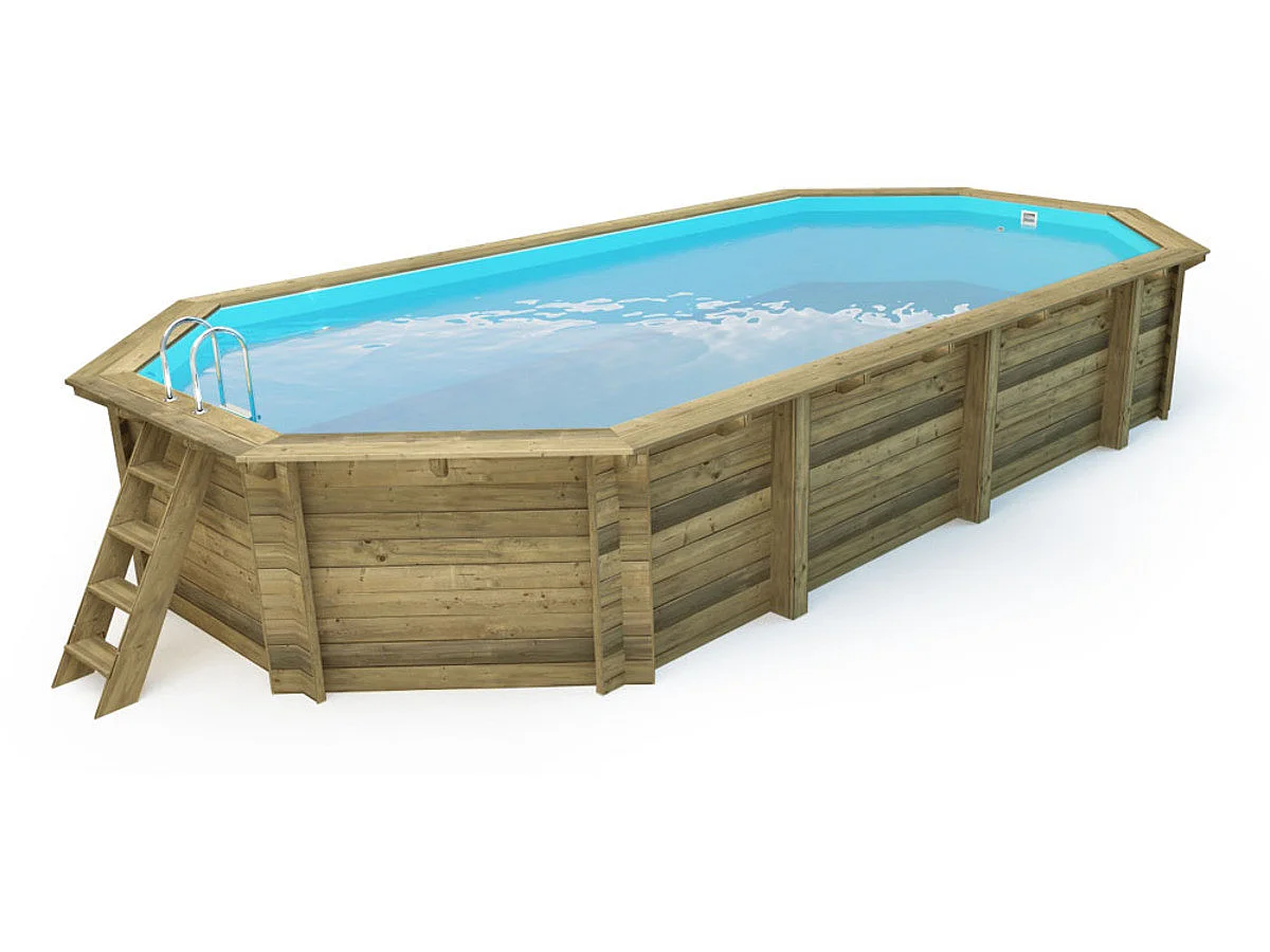 Piscine bois " Sevilla 130 " - 8.57 x 4.57 x 1.31 m - Bâche à bulles  180 µ - Bâche hiver  280 g/m²
