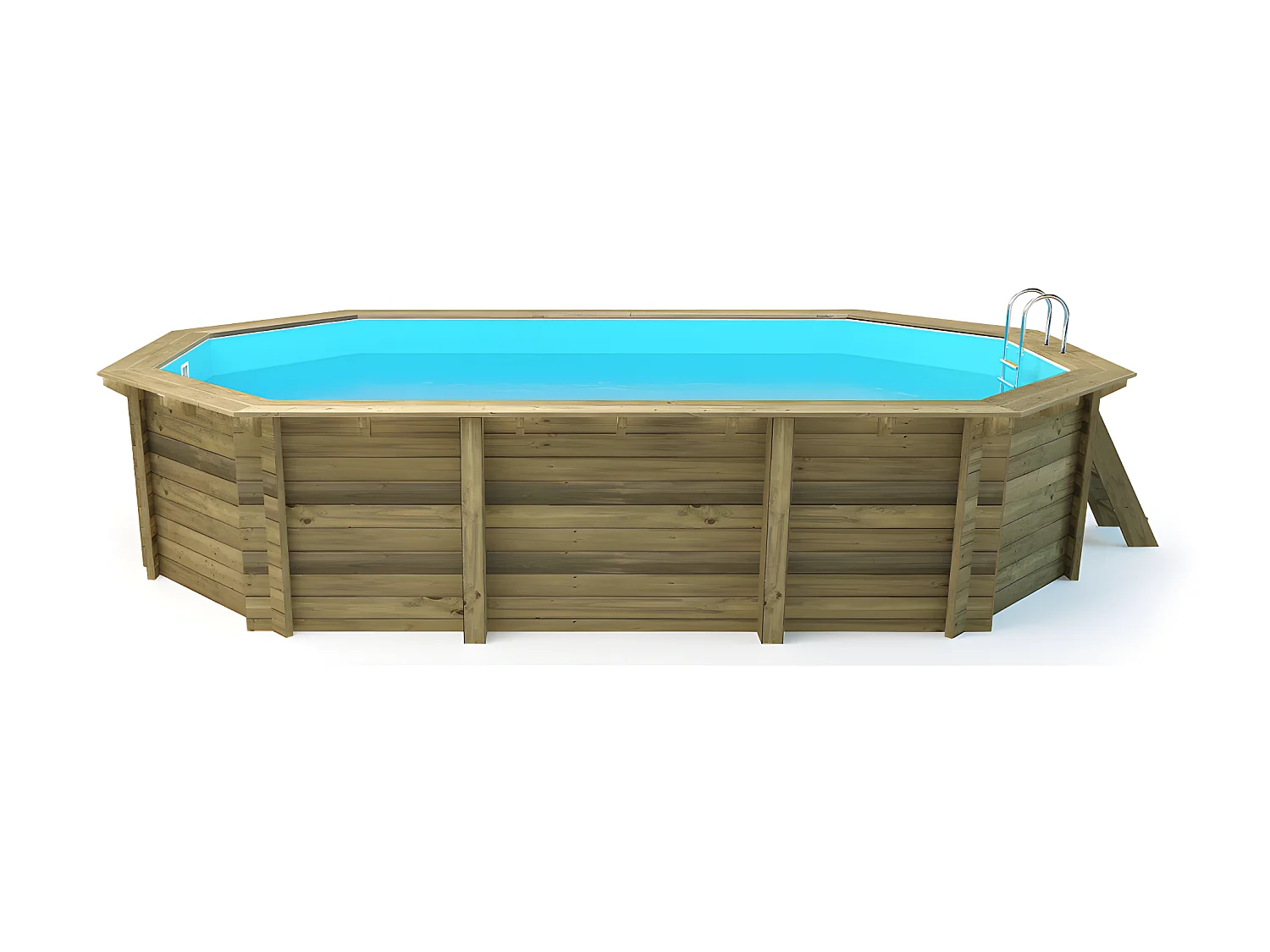 Houten zwembad "Palma" 7,57 x 4,07 x 1,31 m met zandfilter en lichtblauwe liner