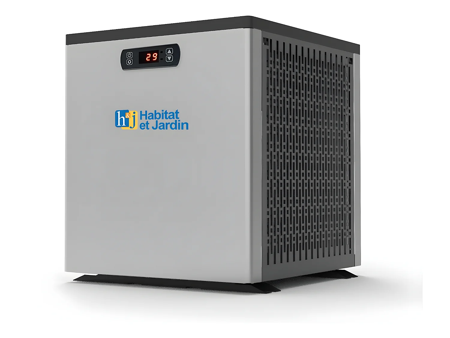 Piscine bois " Miami 120  " - 4.86 x 3.36 x 1.20 m + Mini pompe à chaleur 3.5kW - Métal - Gris