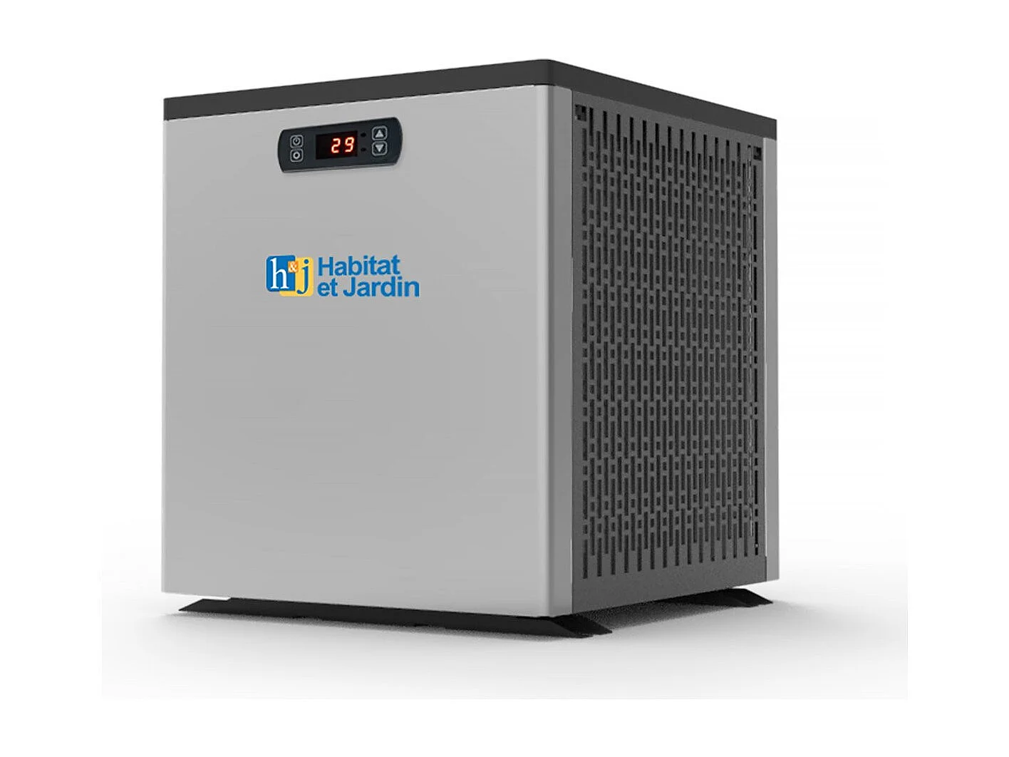 Houten zwembad " Miami 120  " - 486 x 336 x 120 cm + Mini warmtepomp 3,5 kW - Metaal - Grijs