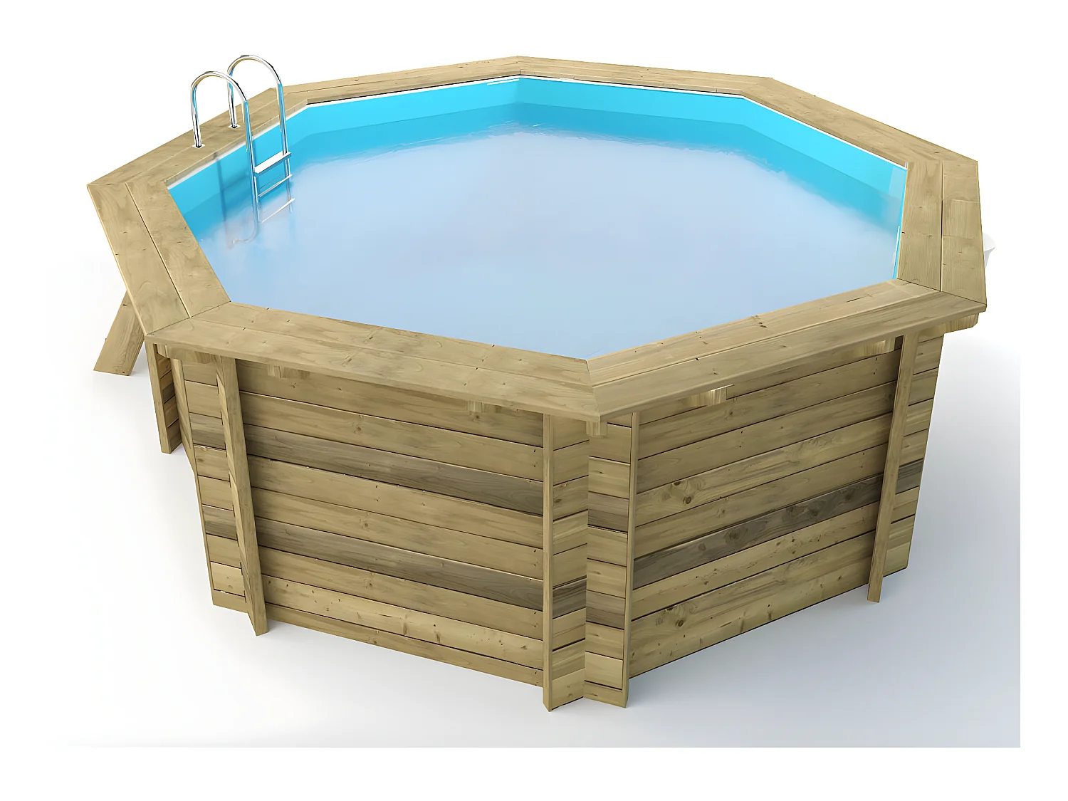 Houten zwembad "Verona" achthoekig van 5,10 x 1,20 m met zandfiltratie