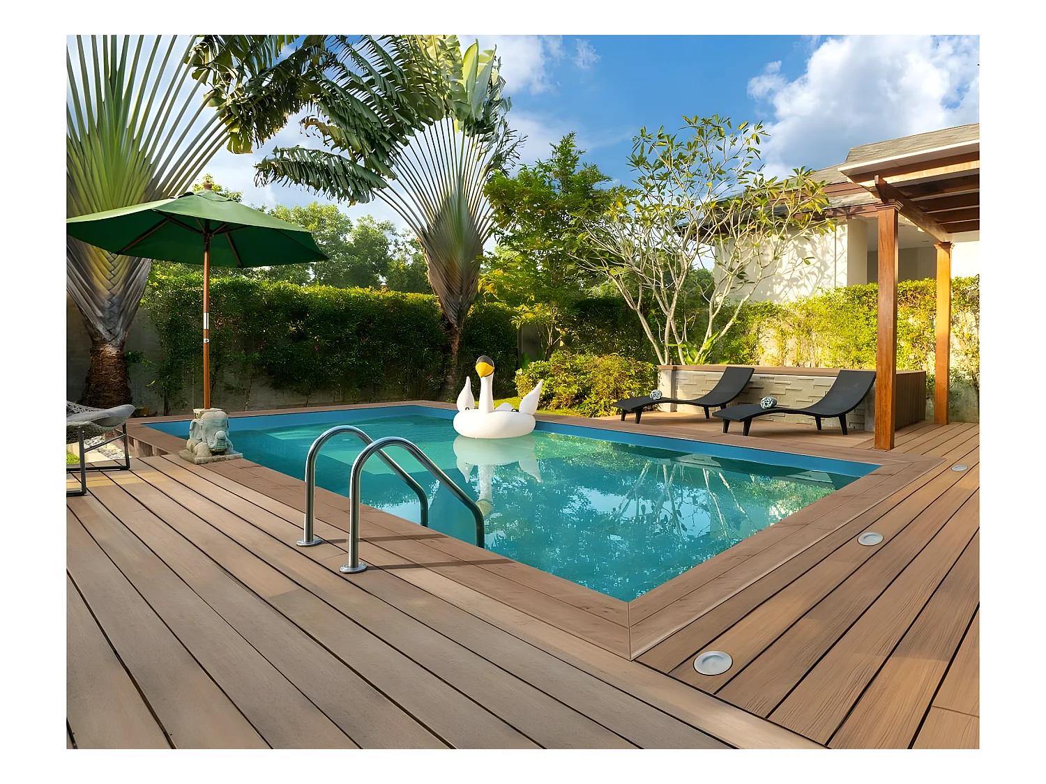 Piscina rettangolare in legno "Panama" - 6,20 x 4,10 x 1,45 m