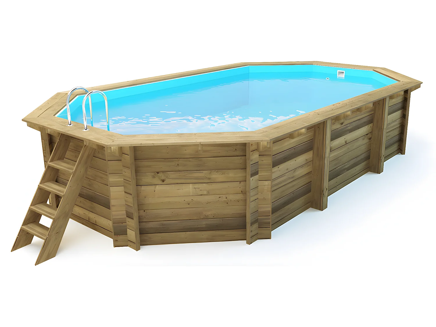 Piscine bois " Sao Paulo " - 6.57 x 4.07 x 1.20 m - Bâche à bulles  180 µ - Bâche hiver  280 g/m² -