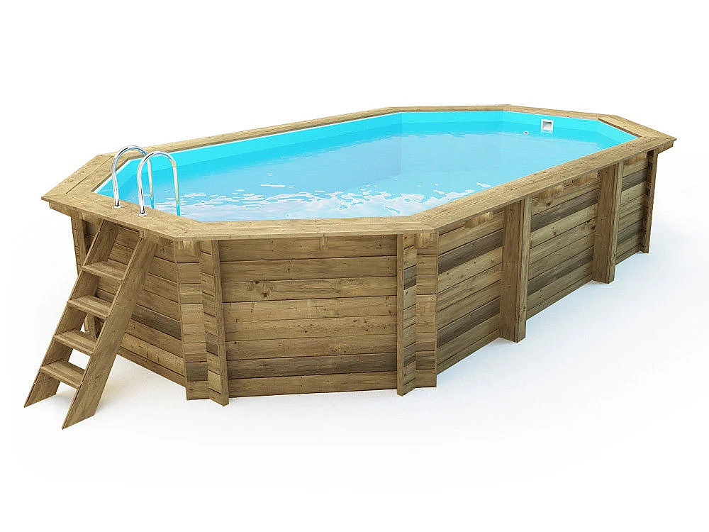 Piscine bois " Brazilia "  5.86 x 3.86 x 1.20 m - Bâche à bulles  180 µ - Bâche hiver  280 g/m²