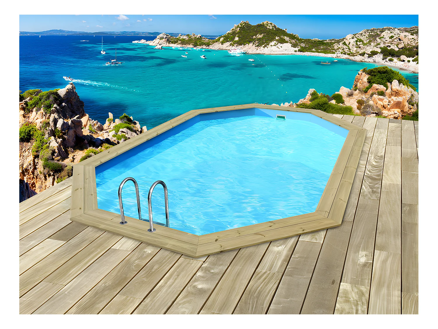 Piscine bois " Baléares " - 6.50 x 4.40 x 1.31 m