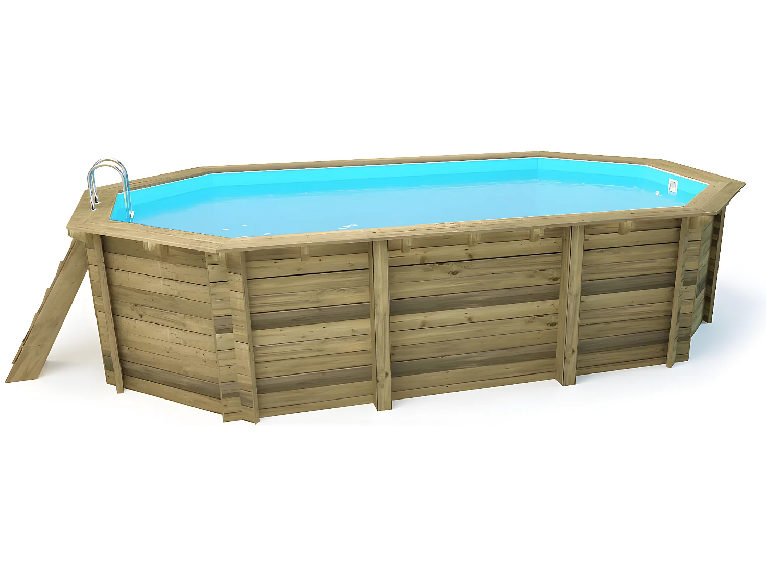 Piscine bois " Florida 130 " - 6.57 x 4.57 x 1.31 m +  Bâche à bulles 180 µ + Bâche hiver 280 gr/m²
