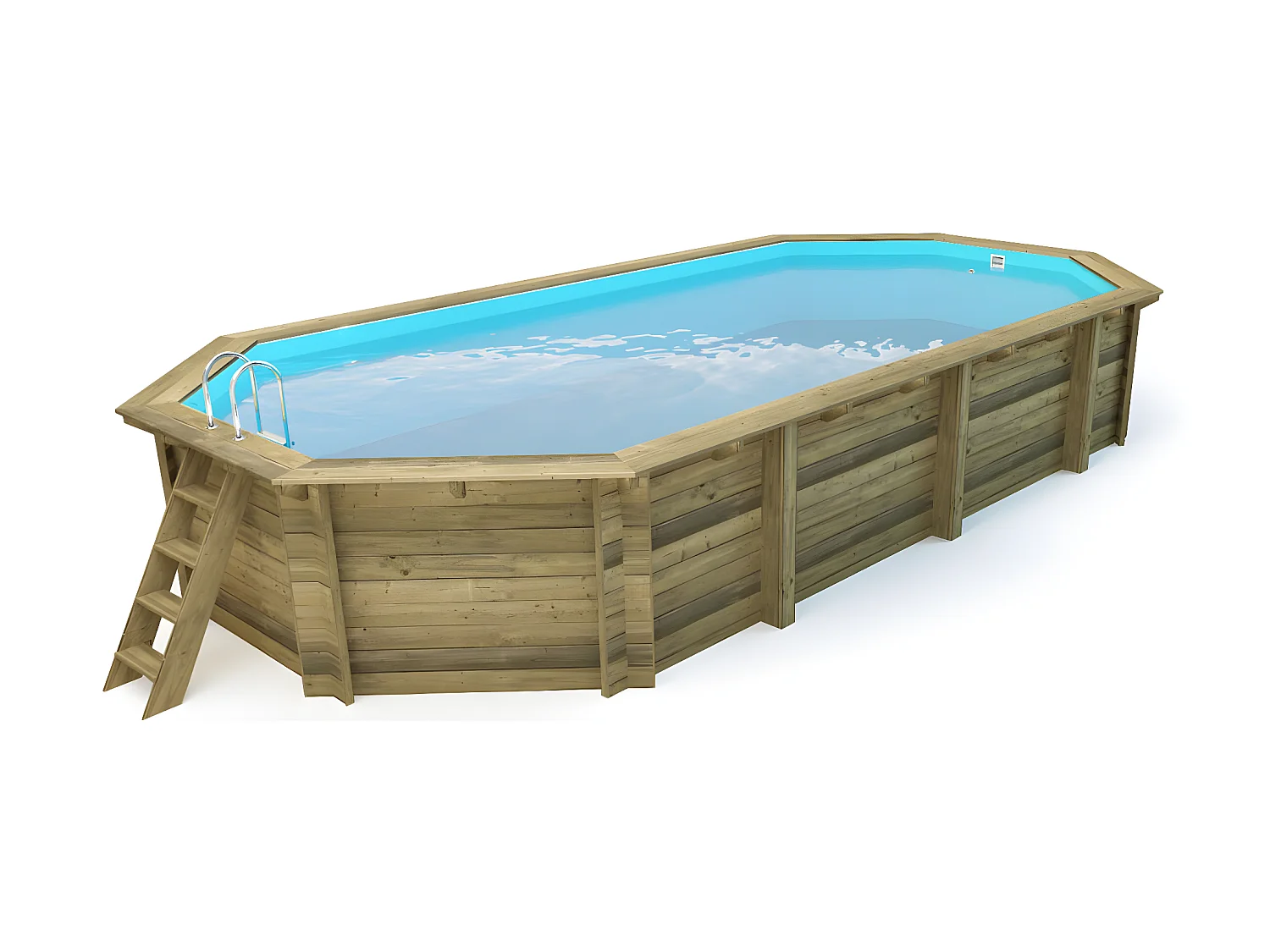 Piscina de madera " Sevilla " - 8,57 x 4,57 x 1,45 m + cubierta de burbujas de 180 µ + cubierta de invierno de 280 gr/m²