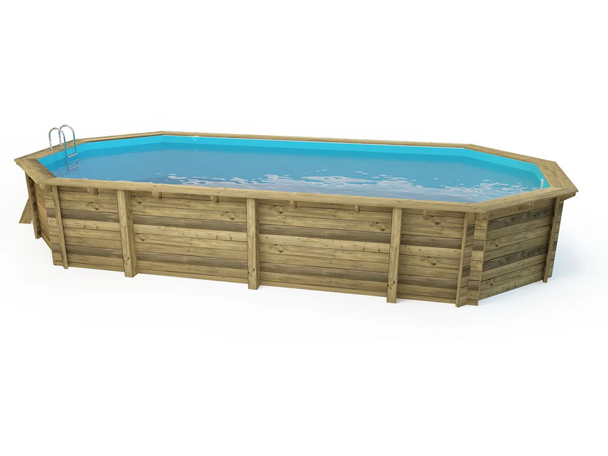 Piscine bois " Sevilla 145 " - 8.57 x 4.57 x 1.45 m + Bâche à bulles 180 µ + Bâche hiver 280 gr/m²