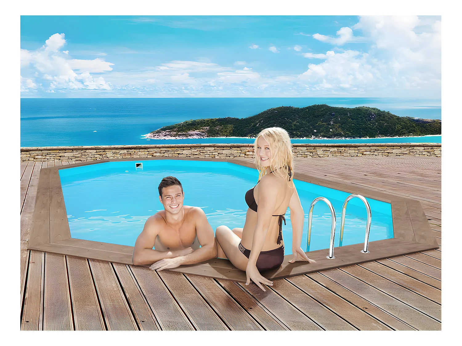 Piscine bois " Rio 120 " - 5.60 x 3.70 x 1.24 m