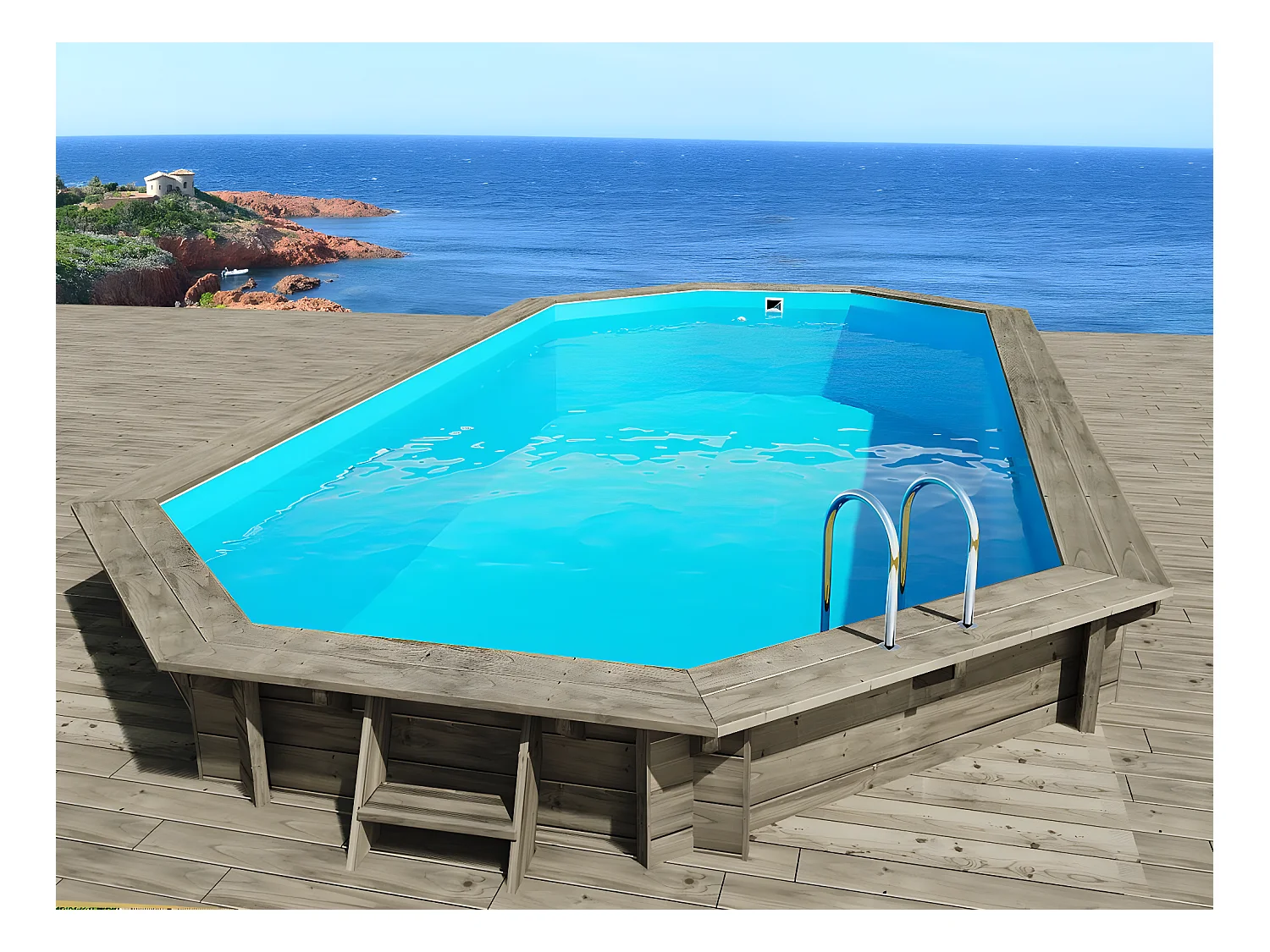 Piscine bois " Sevilla 145 " - 8.57 x 4.57 x 1.45 m + Pompe à chaleur - Puissance 6.1 kW