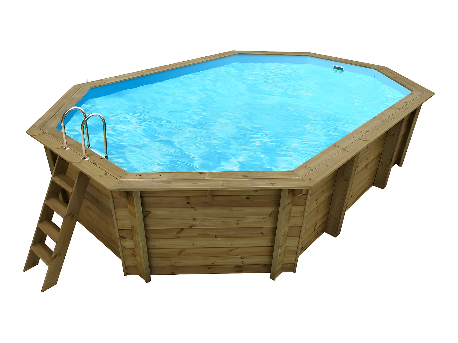 Piscine bois " Baléares " - 6.50 x 4.40 x 1.31 m -  Bâche à bulles 180 µ + Bâche hiver 280 g/m²